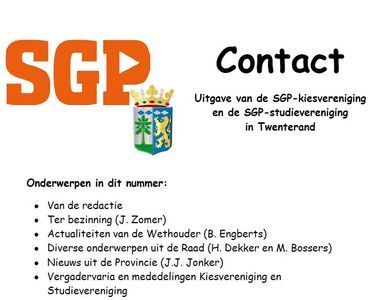 SGP - Contactblad maart 2018 (themanummer gemeenteraadsverkiezingen)