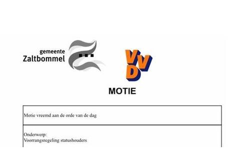 Motie van de VVD m.b.t. de statushouders