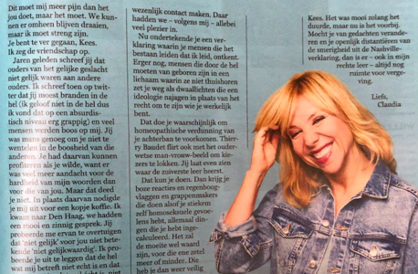 Een briefje terug aan Claudia de Breij