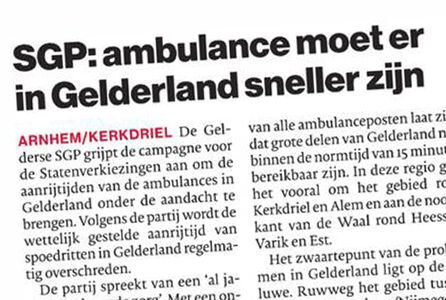 SGP Gelderland in de media