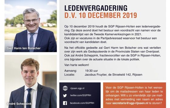 Ledenvergadering 10 december met gedeputeerde Gert-Harm ten Bolscher