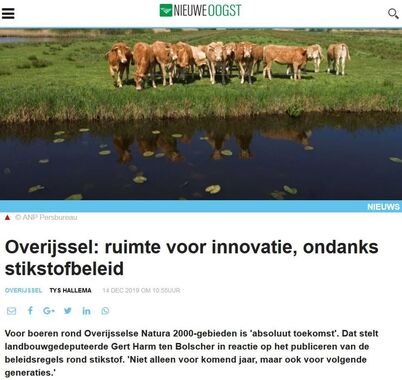 Gedeputeerde Gert Harm ten Bolscher aan het woord in Nieuwe Oogst