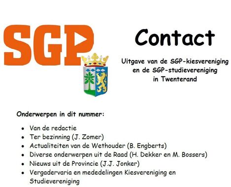 SGP - Contactblad maart 2020