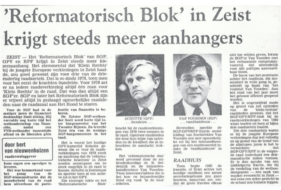 Korte historische impressie SGP afdeling Zeist