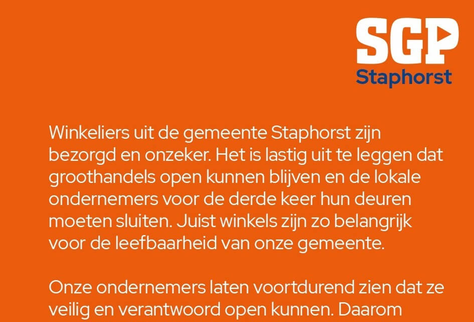 Staphorst moet open | Statement