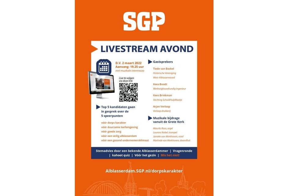 Livestream avond SGP 2 maart