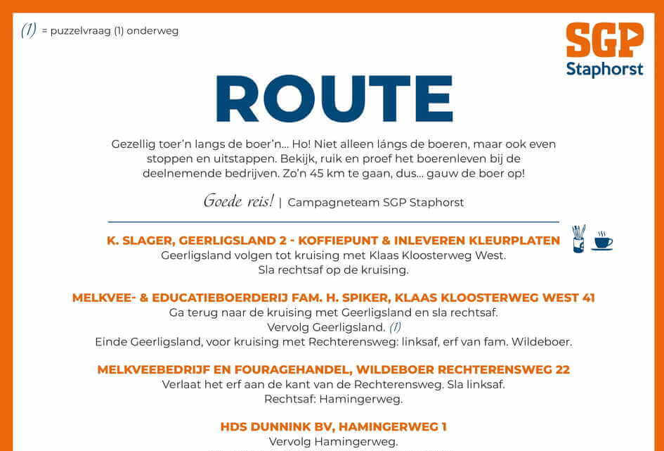 De Boer op! | Route & Puzzel