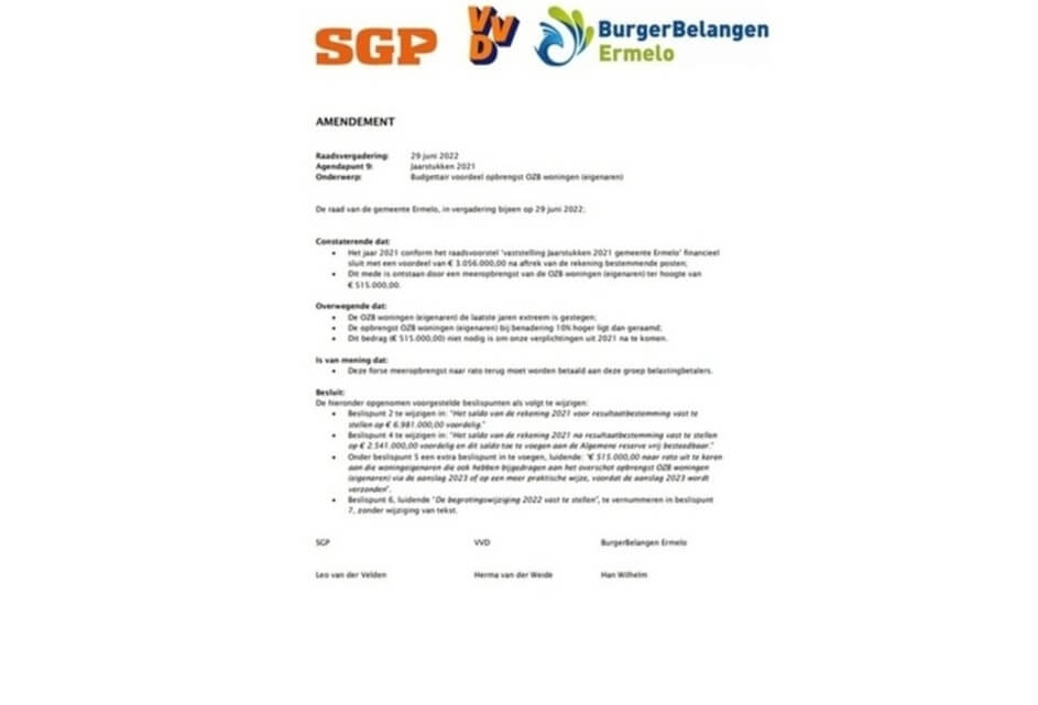 Teveel betaalde OZB komt nu niet terug!