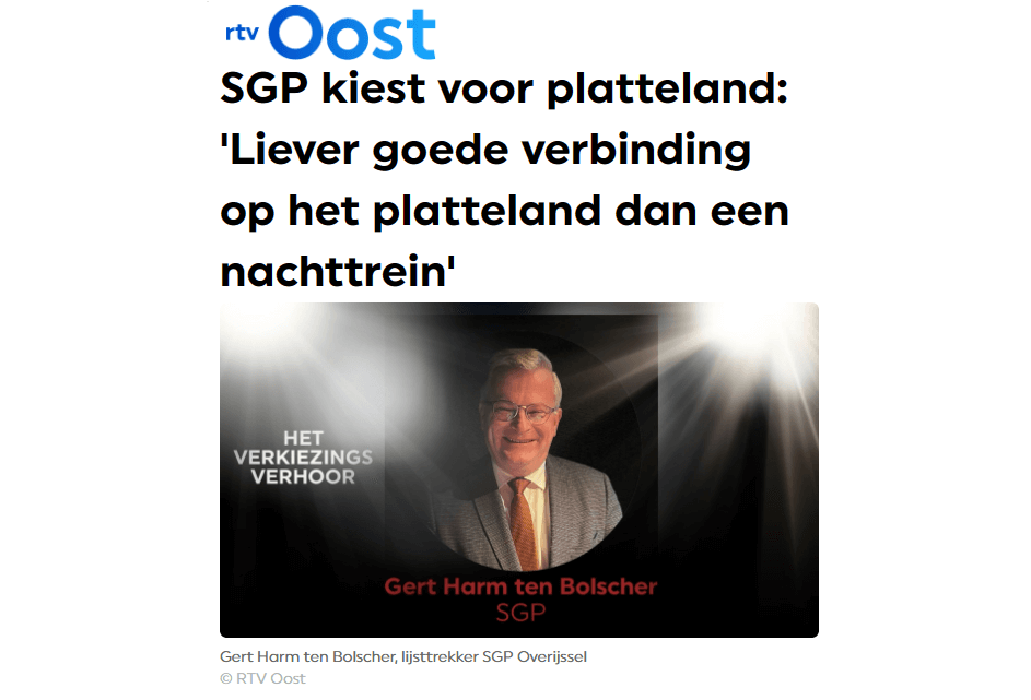 Ten Bolscher bij 'Het Verkiezingsverhoor' van RTV Oost