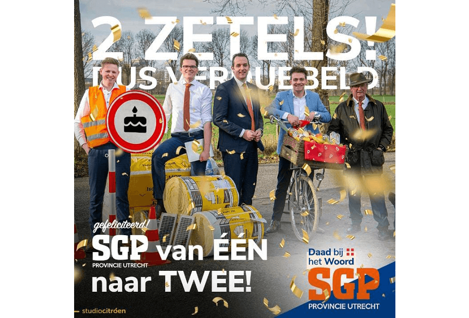 SGP van één naar twee zetels in Provinciale Staten Utrecht