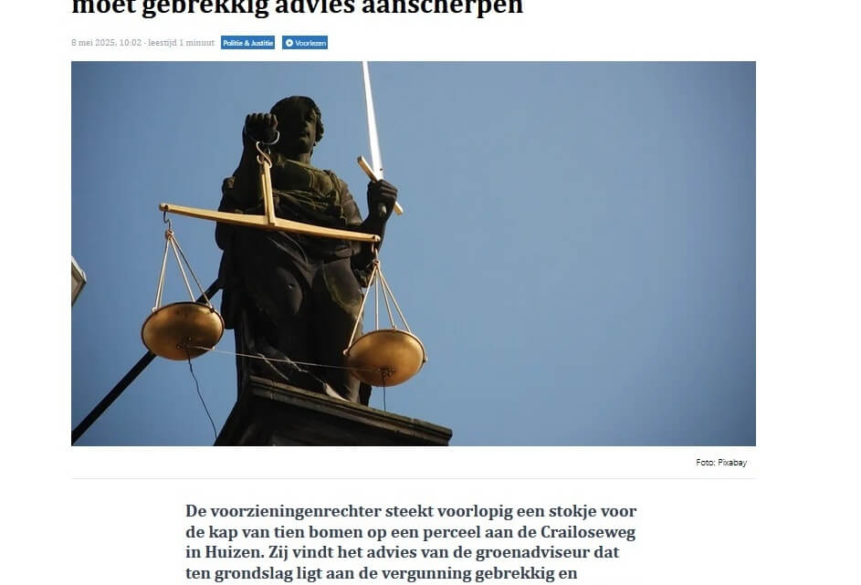 Raadsvragen SGP met betrekking tot massale bomenkap Crailoseweg