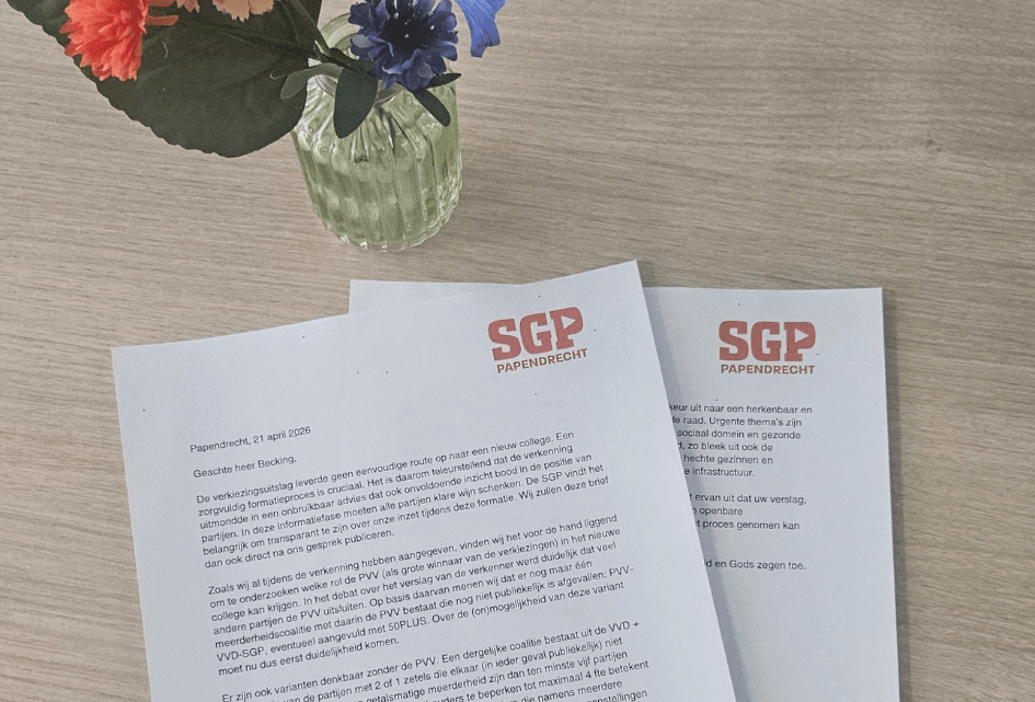 SGP schrijft brief aan informateur Becking
