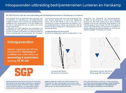 6 september: inloopavond bedrijventerrein Lunteren/Harskamp