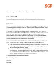 SGP-raadsvragen over herdenkingsmonument