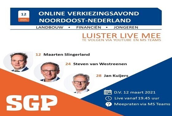 Online SGP-verkiezingsavond Noordoost-Nederland