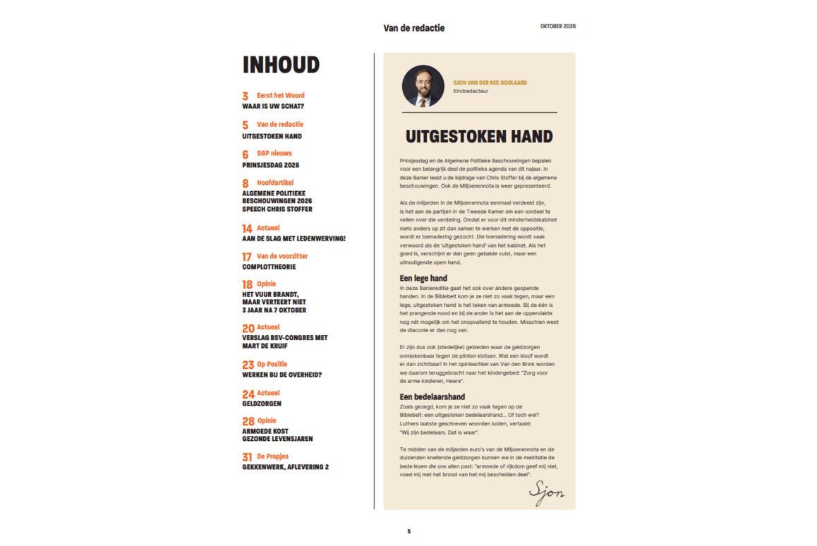De Banier oktober 2026 - Prinsjesdag 2026 en algemene beschouwingen